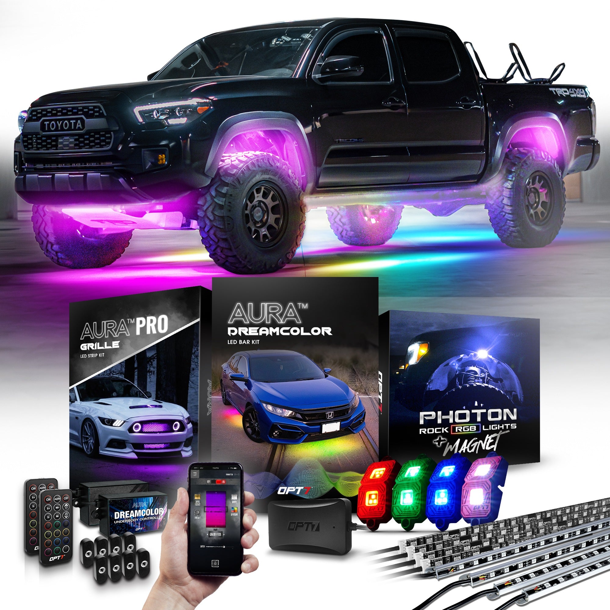 LED Underglow Lights Kit AURA PRO Bluetooth